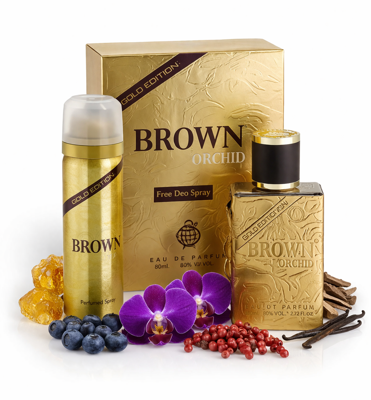 Fragrance World Brown Orchid Gold Edition EDP 80ml + Deodorant