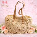 Hessian Rattan Beach Bag | Hollow Round Handwoven Tote Bag