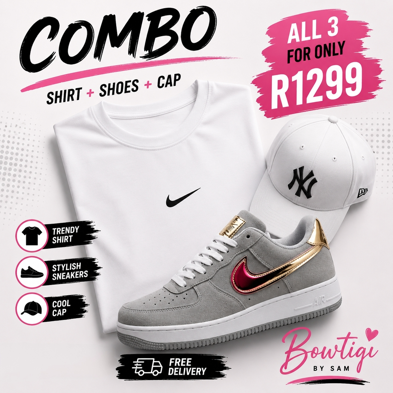 Nike White Hat Combo