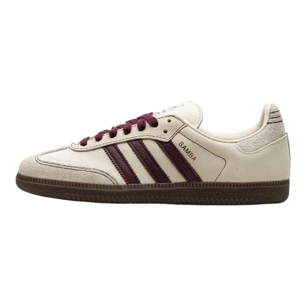 Samba Natural Brushed Leather Cream /Maroon Stripe