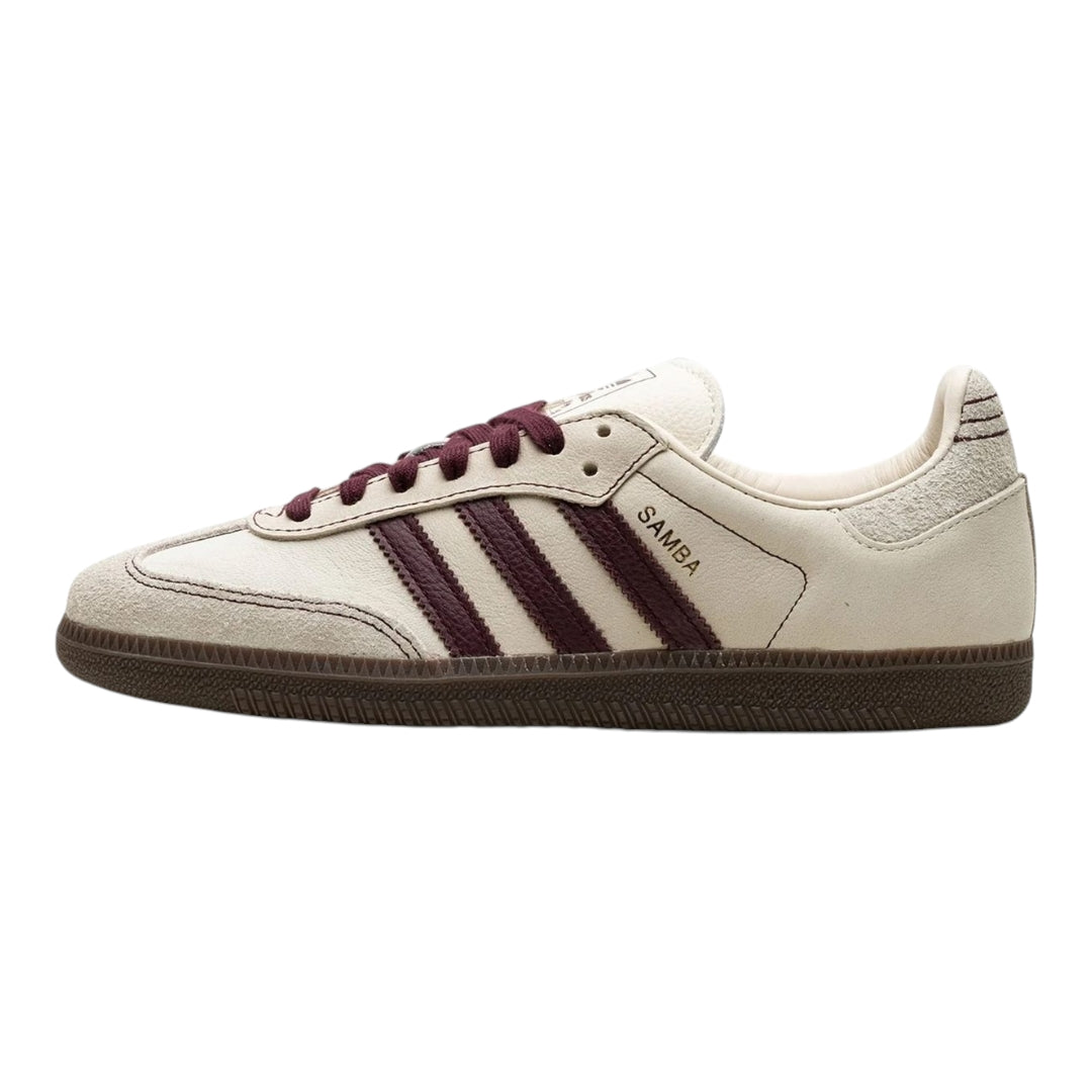 Samba Natural Brushed Leather Cream /Maroon Stripe