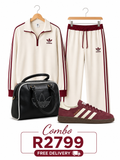 Adidas Cream Maroon Tracksuit Combo