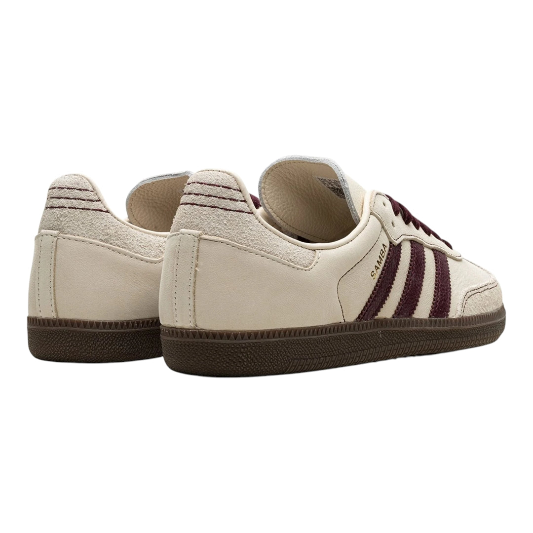 Samba Natural Brushed Leather Cream /Maroon Stripe