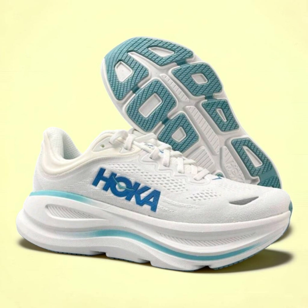 Hoka Bondi 9 White and Blue
