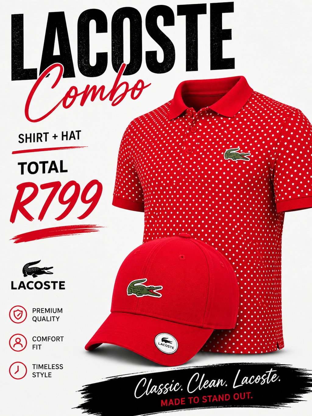 Lacoste Hat and Golfer Combo