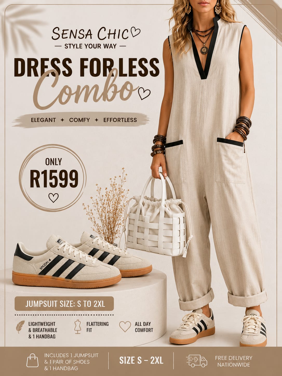 Beige Jumpsuit Combo